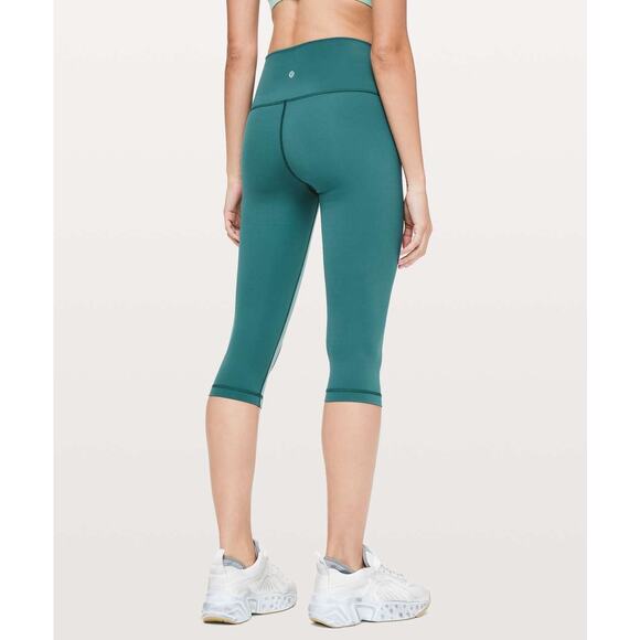 Lululemon Wunder Under Crop High-Rise Curve 17" Frosted Pine Green Jasper Size 4 - Picture 2 of 8